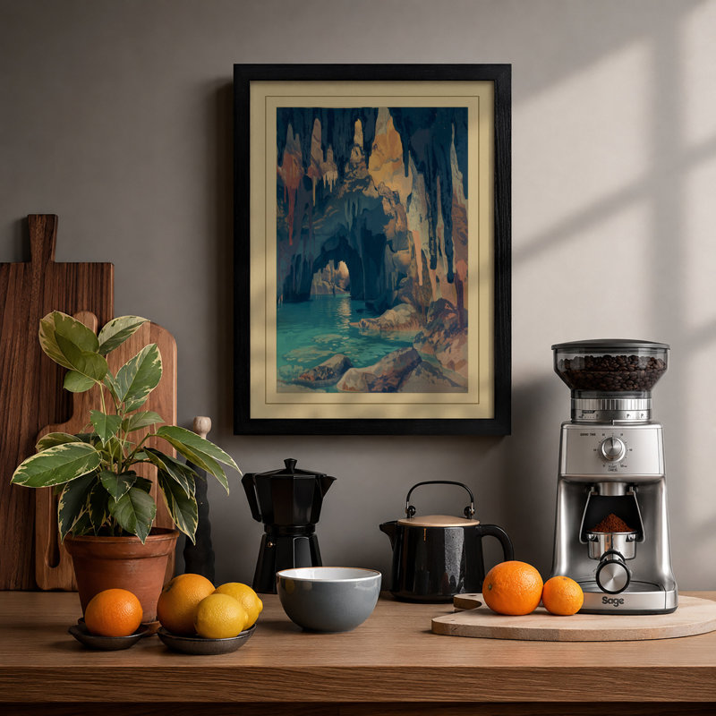 Underground Grotto Japandi - Print, Black, A3 - 42.0 x 29.7 cm