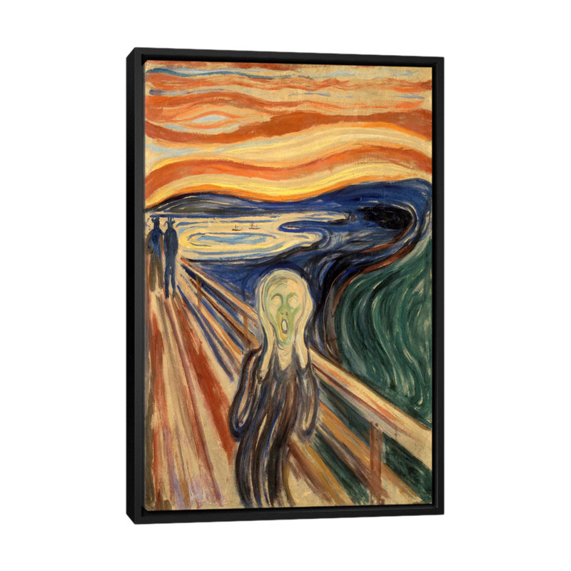« the scream » par edvard munch it, reproduction sur toile tendue, Toile avec cadre flottant noir, Pas de tapis
