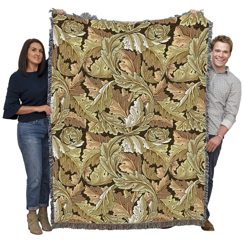 Couverture en feuilles Pure Country Weavers William Morris Acanthus, L 54 po x L 72 po, Or