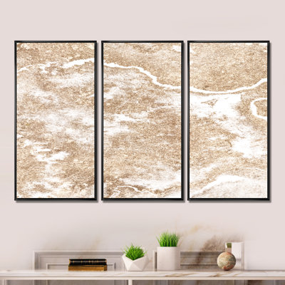 Gold Marble Art on White - 3 pièces, reproduction sur toile flottante