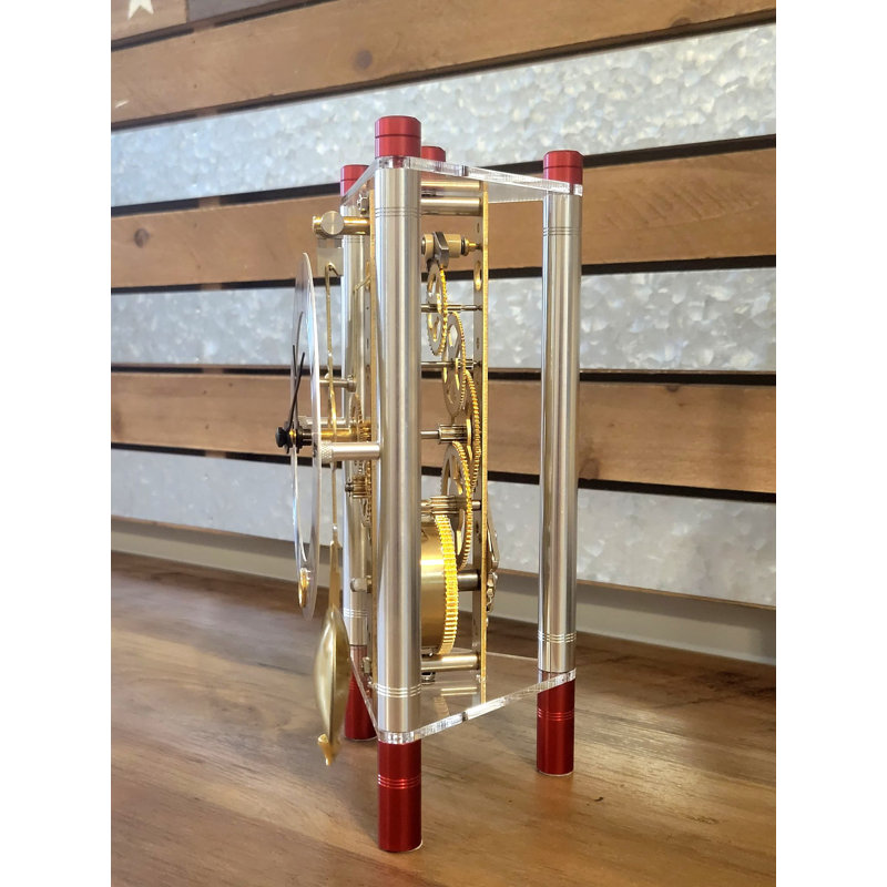Roman Numeral Metal Mechanical Tabletop Clock in Silver