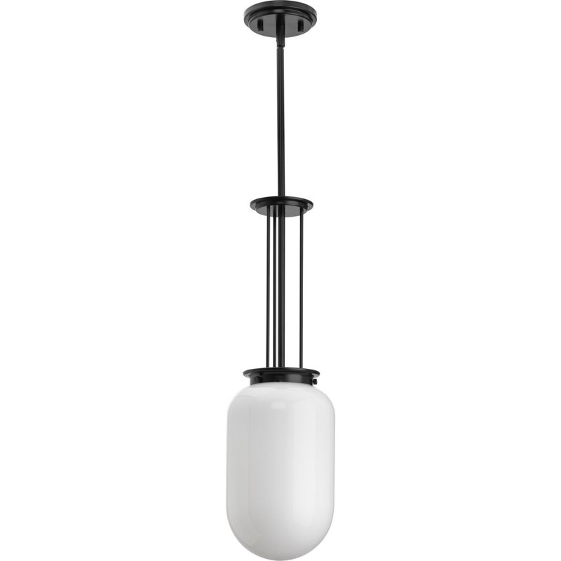 Nouveau luminaire suspendu traditionnel 1 lumière, Noir mat