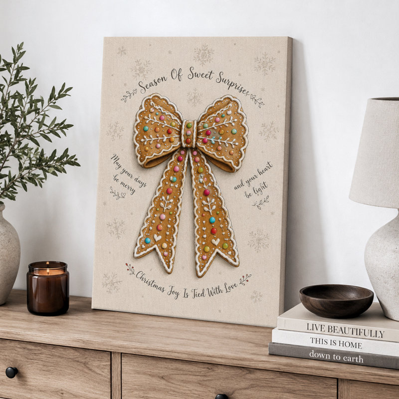 «Gingerbread Bow», art de vacances de Noël, images de cuisine, impression sur toile encadrée, H 48 po x l 32 po x P 1,5 po