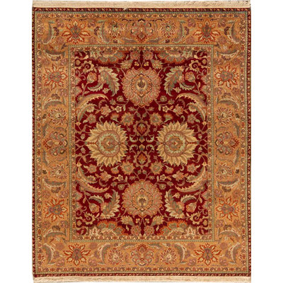 Hand-Knotted High-Quality Red and Gold Area Rug