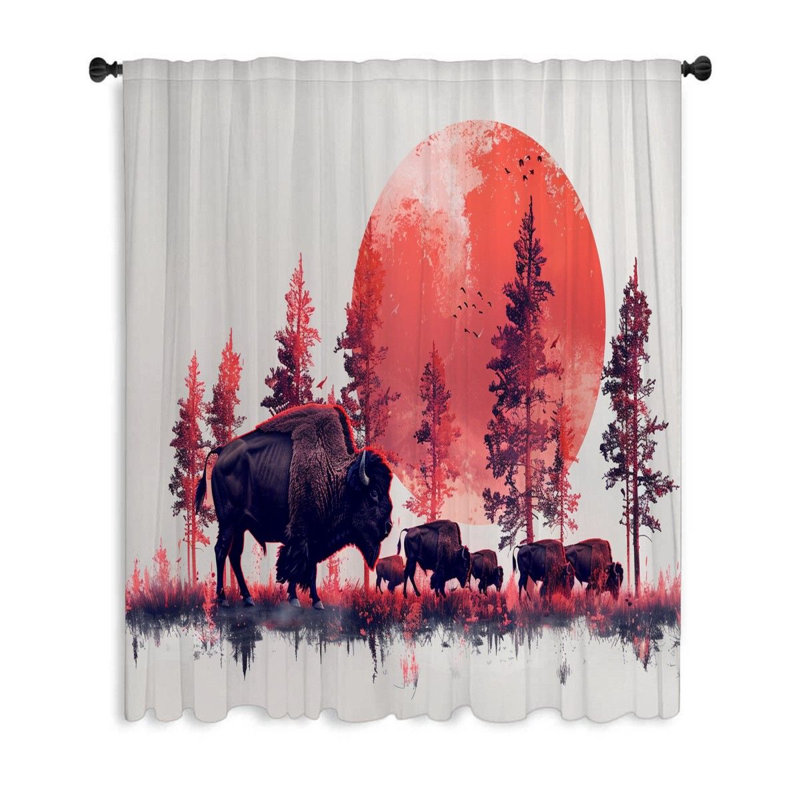 Bison Herd Nature Blackout Curtain Single Panel, 53" W x 87" L