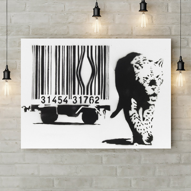 Banksy Barcode Leopard by Banksy - Wrapped Canvas Print, 30.5cm H x 40.6cm W x 3.8cm D