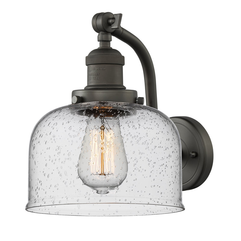 Applique murale 1 lumière 8 po Bell, Bronze frotté à l'huile, Ampoule à DEL rétro de 6 watts, Grainé