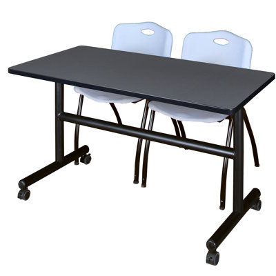 Table gigogne d'appoint Nevjana, 2 chaises empilables