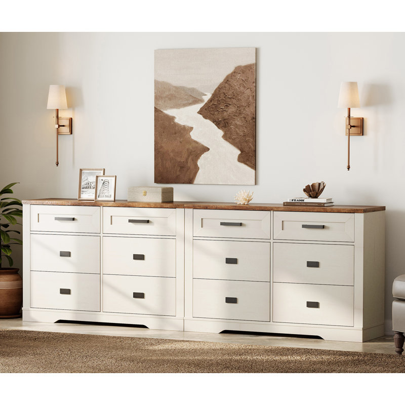 89 " W 12 - Drawer Dresser, White