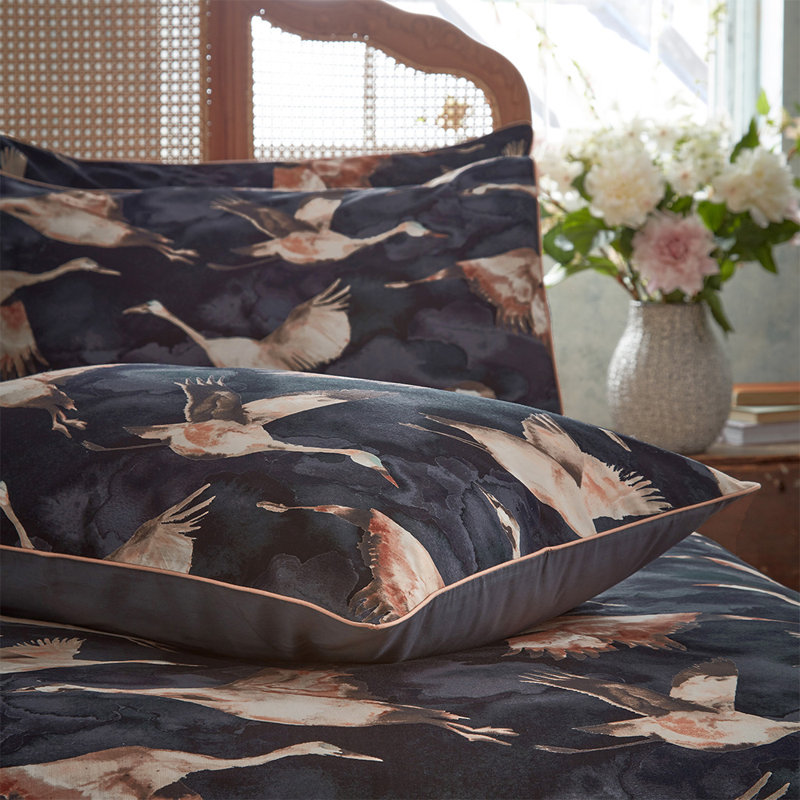 Flyway Percale No Pattern Duvet Cover Set with Pillowcases, Blue/Ceam, Kingsize - 2 Standard Pillowcases