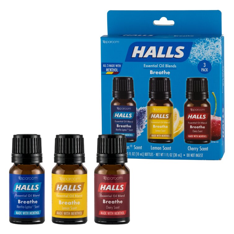 SpaRoom Halls Breathe Menthol with 100% Pure Essential Oils Blend for  Diffusers and Aromatherapy, 10 mL, Cherry Scent