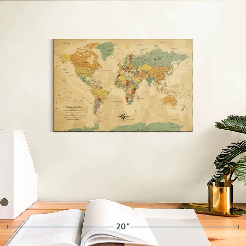 Carte du monde personnalisée «A Journey III», Oui, H 8 po x l 12 po