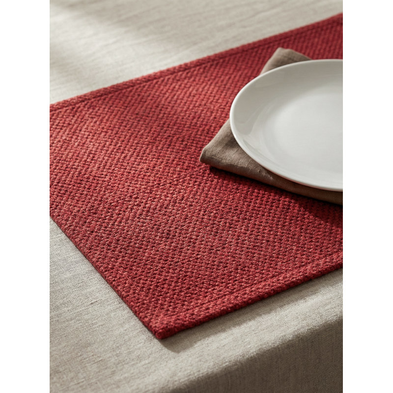 Navy Blue Drift Weave Indoor Outdoor Placemat, Red