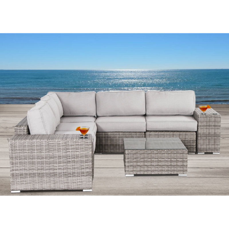 Ensemble modulaire avec coussins 8 pièces Hoyle, Oléfine grise