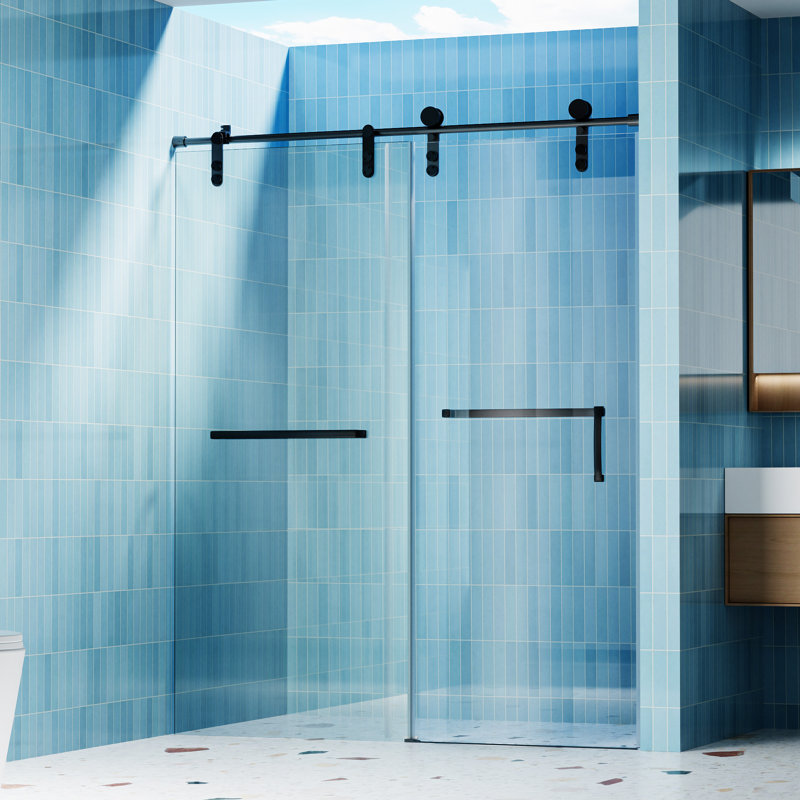 Porte de douche sans cadre l 56 "à 60" x H 76 "