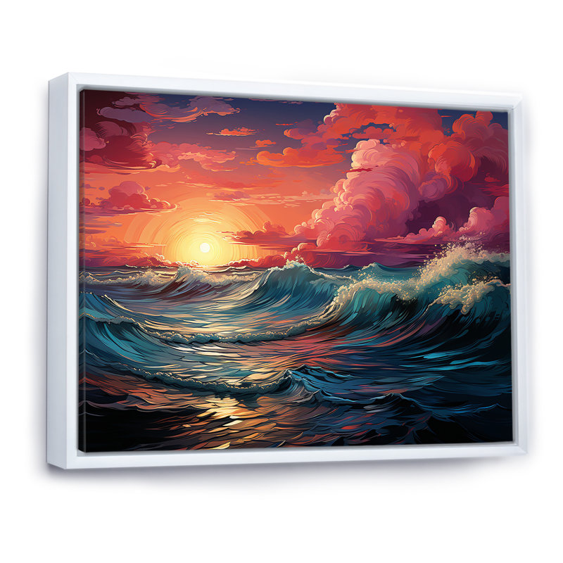 «Rainbow Beach Sunset I», reproduction sur toile, Cadre flottant blanc, 34" H x 44" W
