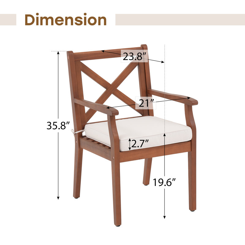 Outdoor Patio Eucalyptus Dining Chair