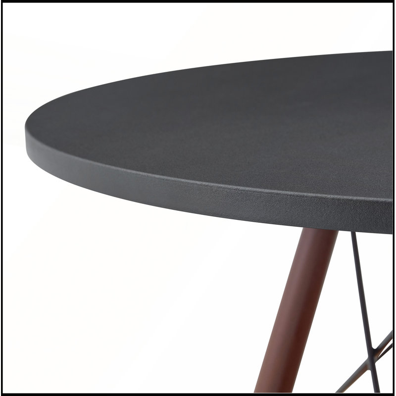 Table de salle à manger circulaire de 31,5 pouces avec pieds en noyer et rangement suspendu tissé pour les petits espaces et une utilisation polyvalente