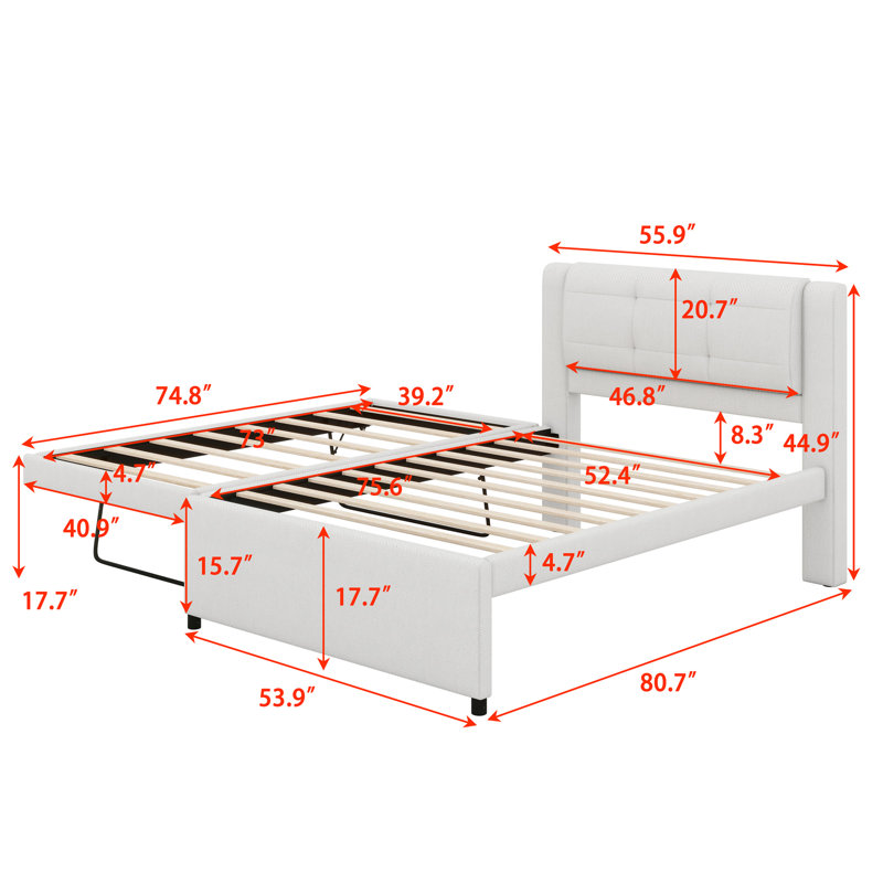 Upholstered Panel Bed, Beige