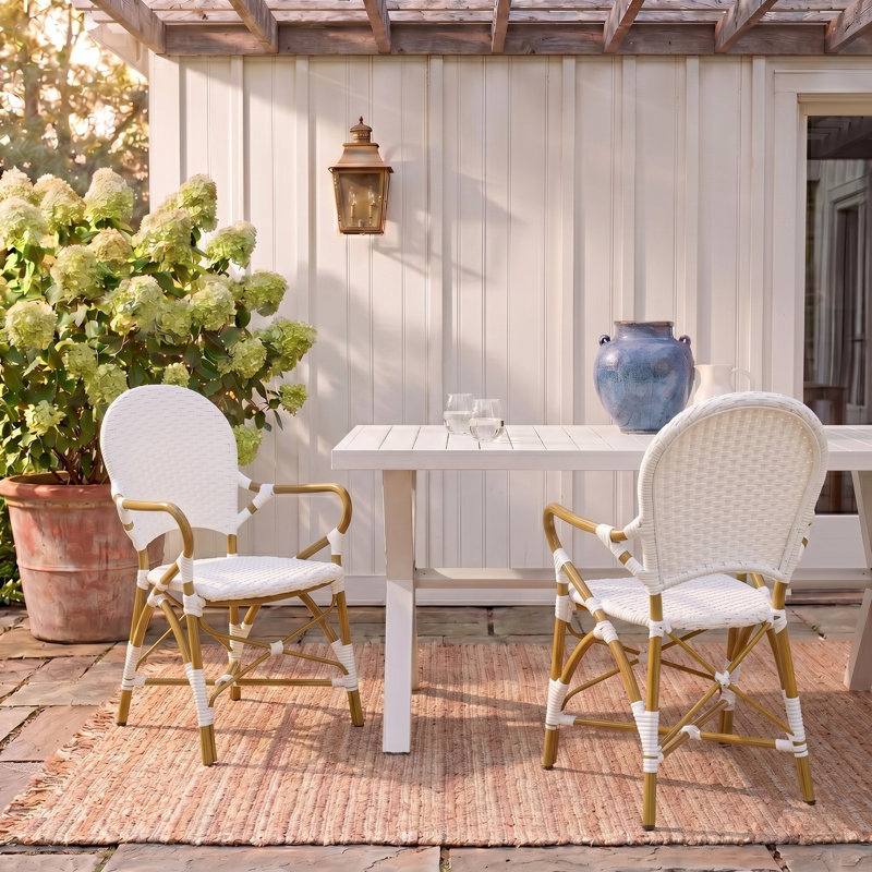 Chaise de patio empilable Wilburg, Blanc cassé