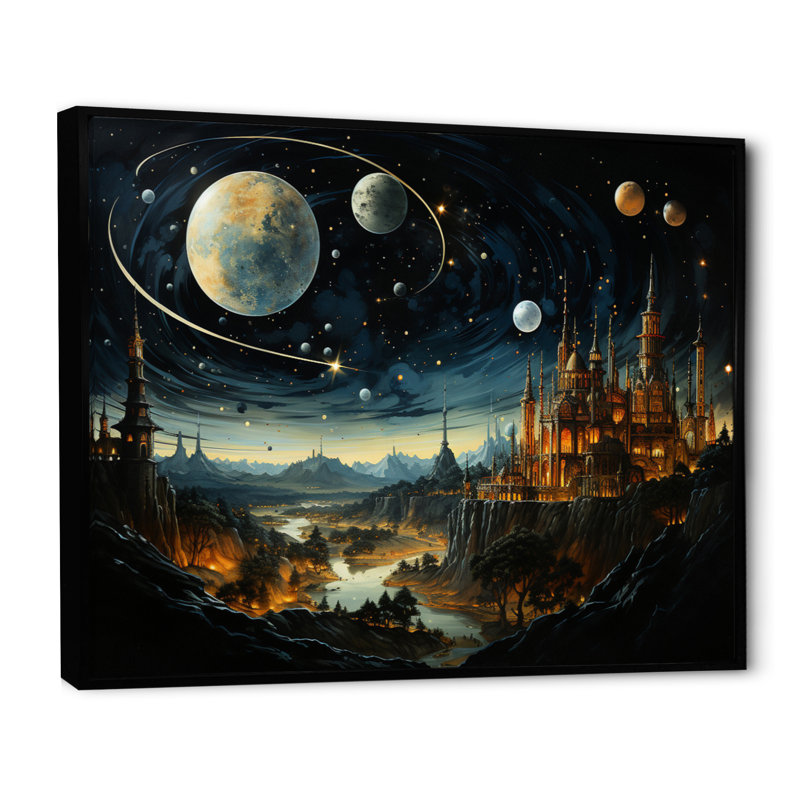 " Islam Art Islamic Astronomy III ", H 16 po x l 32 po x P 1 po, Cadre flottant noir