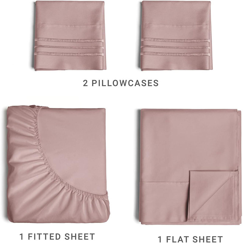 Queen Size Mauve Deep Pocket Microfiber Sheet Set