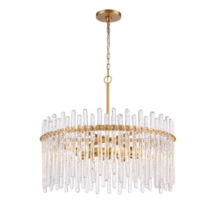 Icicles Pendant in Brass with Handmade Textured Glass Rods