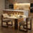 33.5‘’Modern Round Dining Table Set with Stone Top, Solid Wood Pedestal and Adjustable Upholstered Chairs set, 3-Piece Dining Set for Kitchen or Dining Area-2060736075