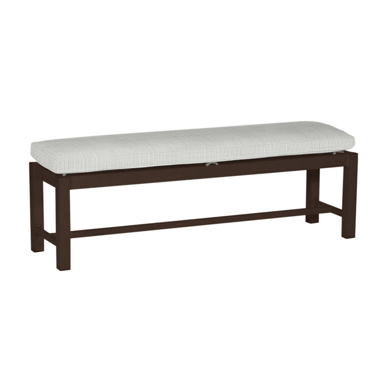 Banc d'extérieur sans dossier 60 po Club Wrought, Welt, Sunbrella® argent Verona, Acajou