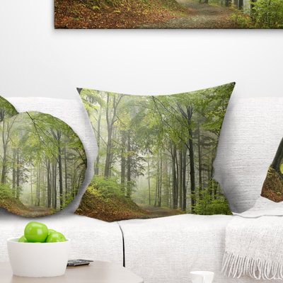 Green Beach Forest Pathway - coussin à imprimé paysage