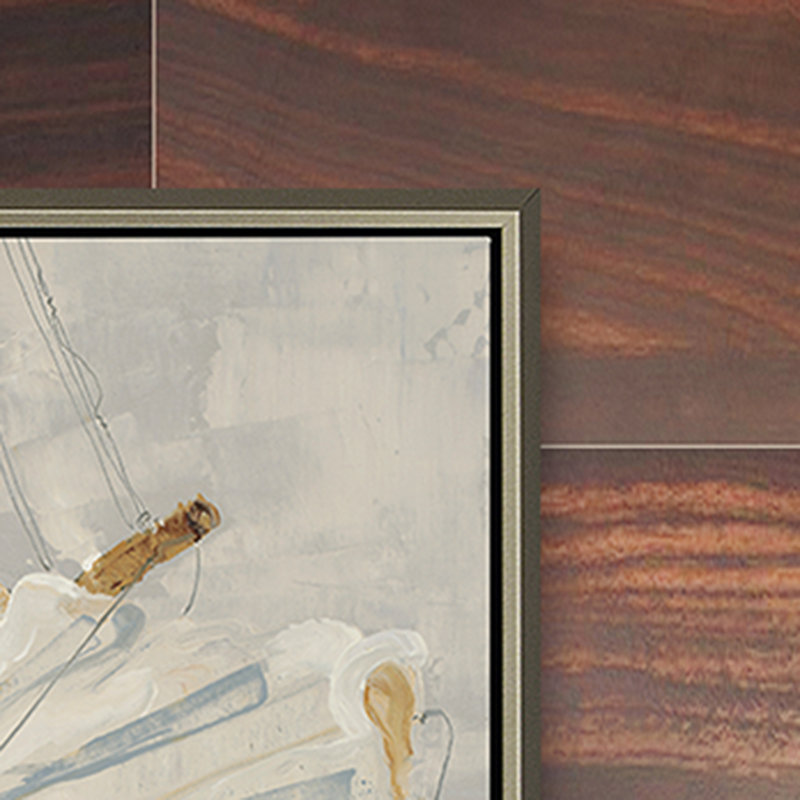 «Mute Neutral Sailboat at Port on a Calm Sea», impression, Cadre flottant, H 61 po x l 61 po x P 2 po