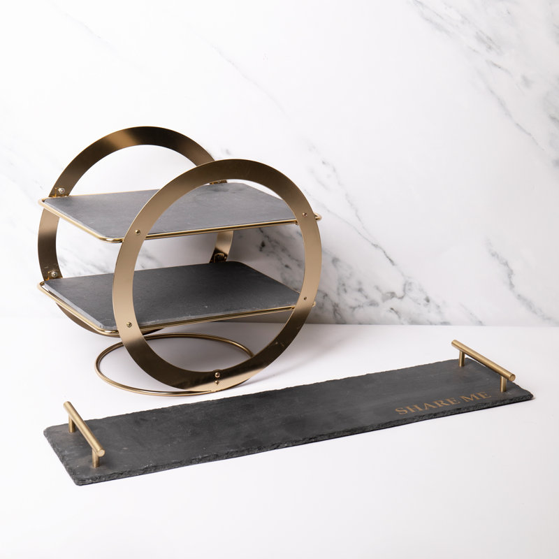 Artesà 2 piece Slate Stand and Platter Serving Set