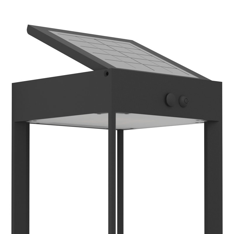 Anagnost Matte Black 25 cm H Solar Powered Integrated LED Frosted Glass Outdoor Wall Light
