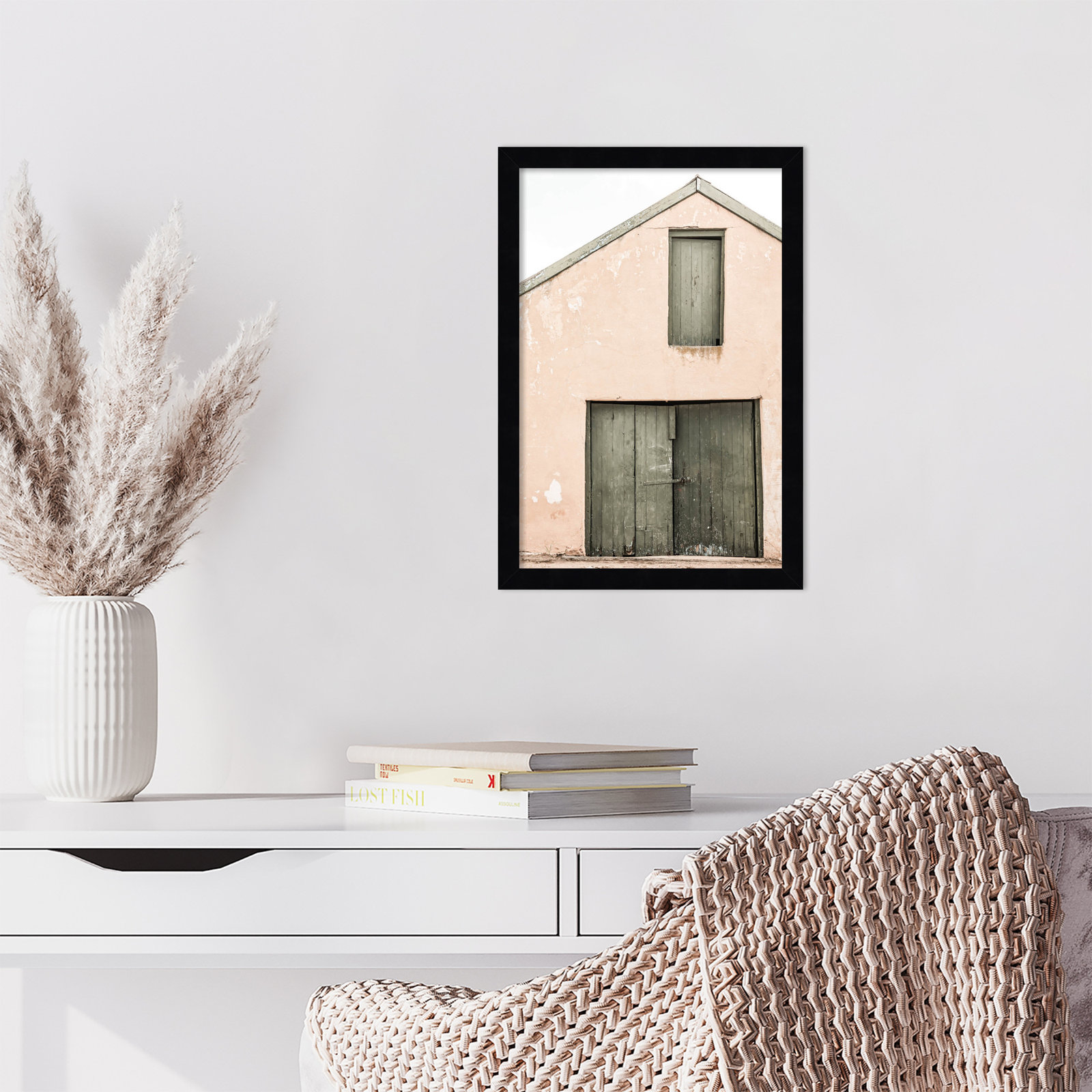 Pineland "Karoo Farm House" Print, 17" H x 12" W, Black