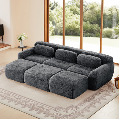 Tissu moelleux moelleux 3 places, éponge haute densité 32D, combinaison sans repose-pieds mobile, conception antidérapante inférieure requise, connexion par boucle