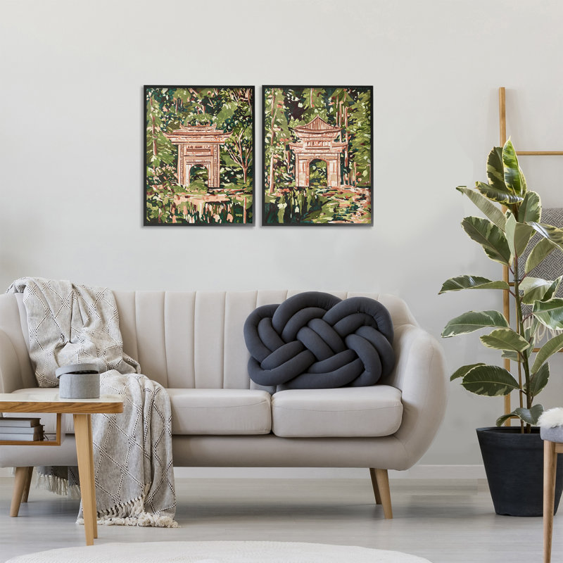 «Veiled Sanctuary Architecture», ensemble de 2 giclées par Melissa Wang, H 20 po x l 16 po, Giclée encadrée noir minuit