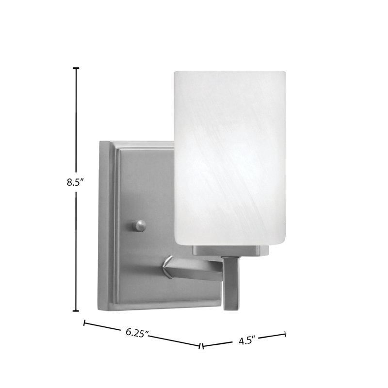 Fausley Wall Sconce Shown In  With 4" White Marble Glass, Graphite, White Marble Glass
