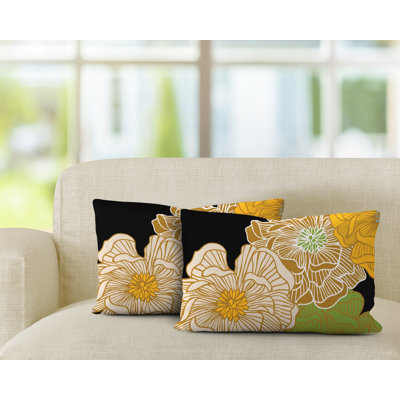 Floral Outdoor Reversible Throw Pillow