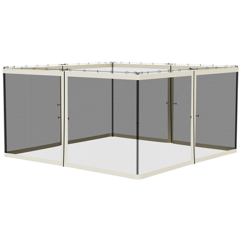 Filet de remplacement en filet de remplacement pour abris de jardin et tentes à auvent avec fermetures à glissière de 13 pi x 13 pi Outsunny, paroi latérale seulement, blanc crème