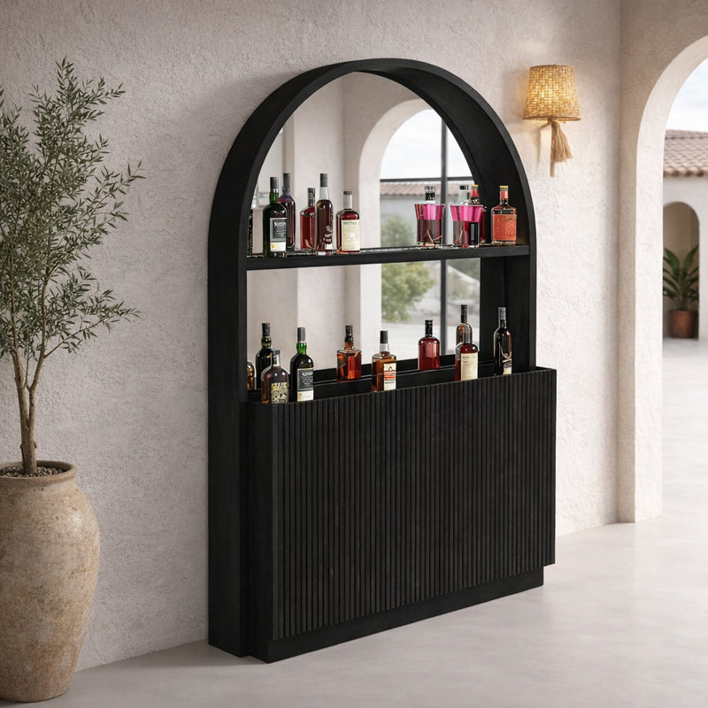 Prohibition Series Back Bar - Walnut By RAM Game Room By RAM Game Room, Black