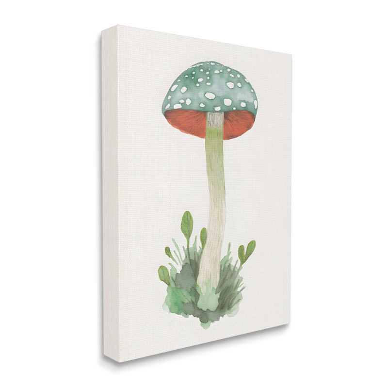 Reproduction de champignon aquarelle sur toile par Petals Prints, H 30 po x l 24 po x P 1,5 po