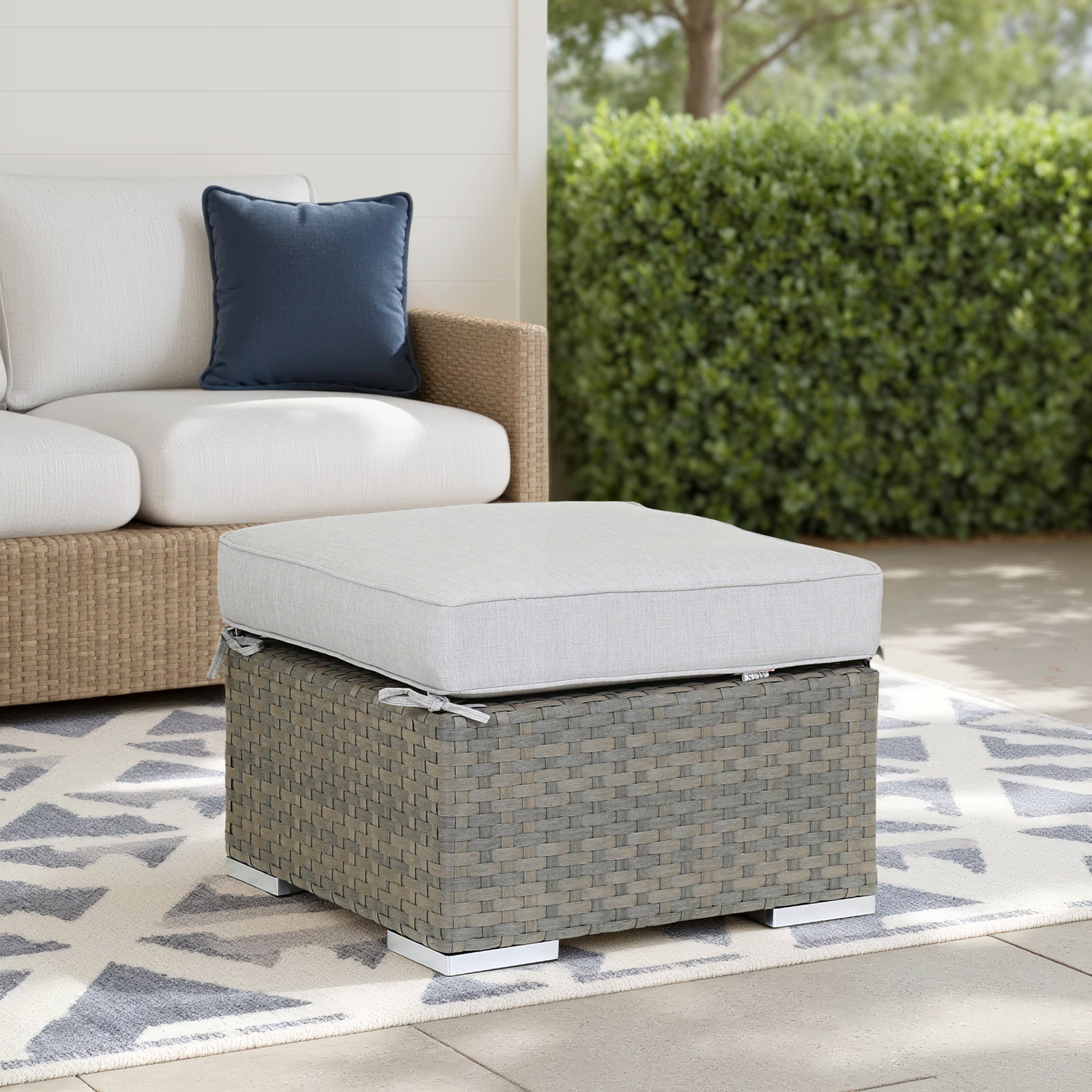 Majorca Sunbrella® Patio Ottoman, Cast Silver Sunbrella®
