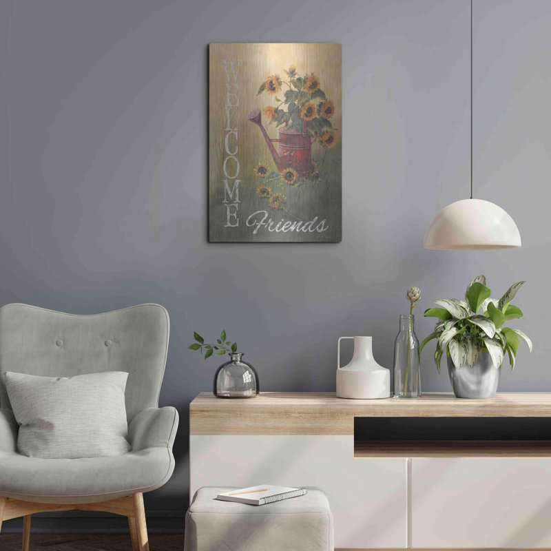 «A Sunflower Welcome» par Pam Britton, art mural en métal, H 24 po x l 16 po