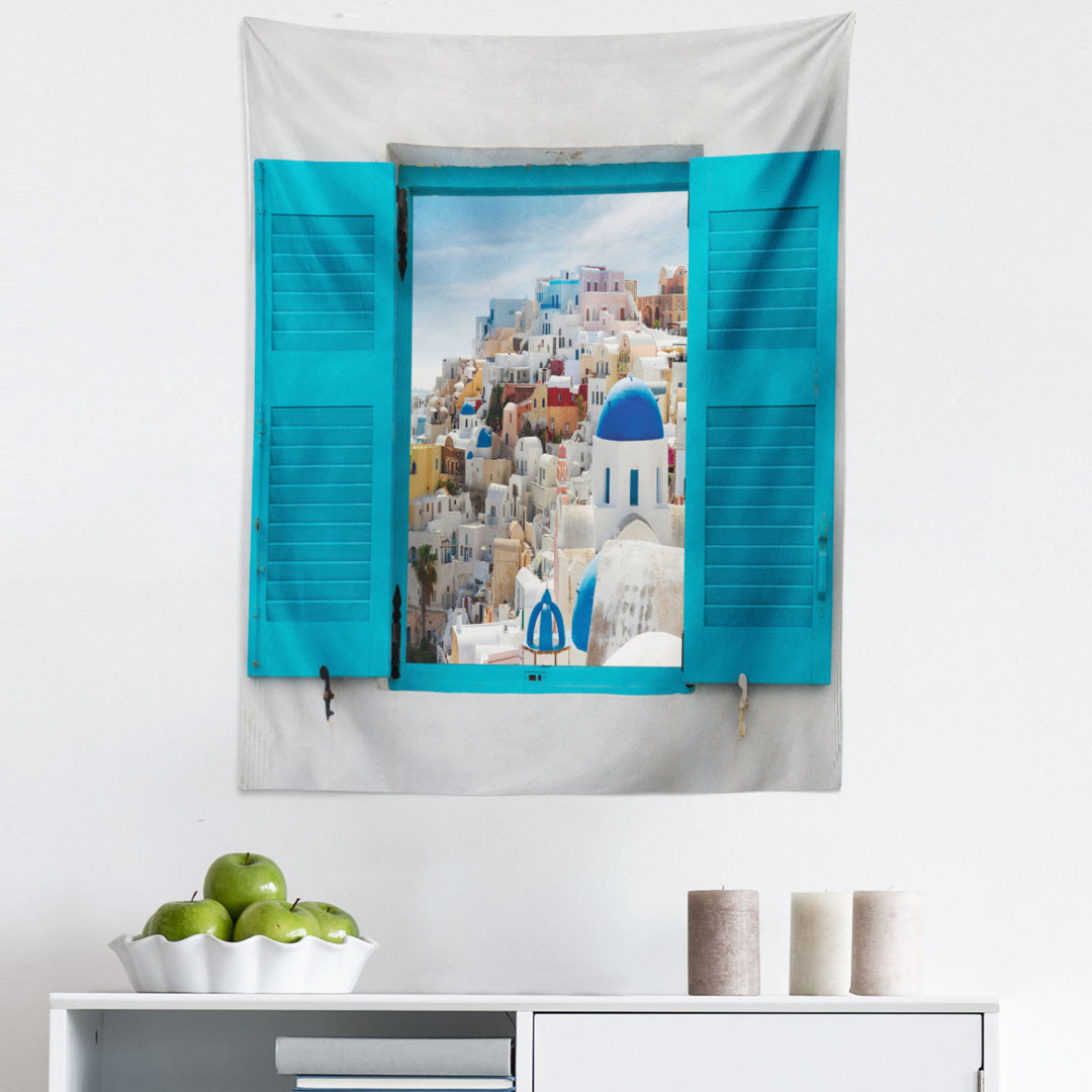 Old Shutters of Window View Traditional Greek Village Heritage Culture Tapestry