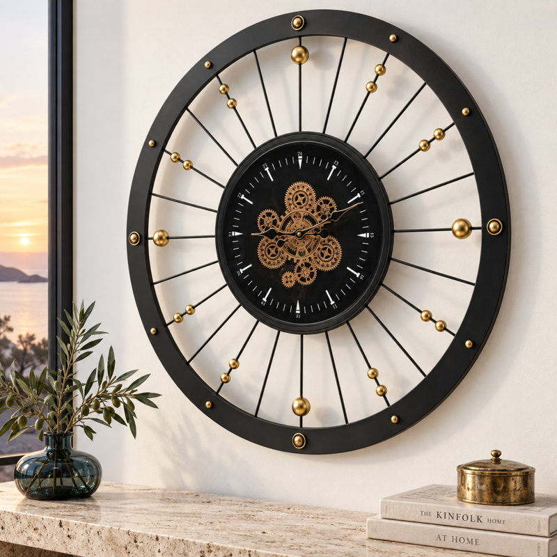Horloge murale avec pignons en mouvement