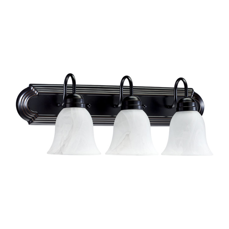 Wolfenbarger 3 - Light Vanity, Old World, 100 Watt, White Faux Alabaster Glass