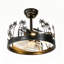 Ventilateur de plafond noir à cage, motif palmier tropical de 45 cm (17,7 po), avec éclairage et télécommande, profil bas, montage encastré, moteur CC réversible à 6 vitesses, idéal pour une chambre ou un salon.