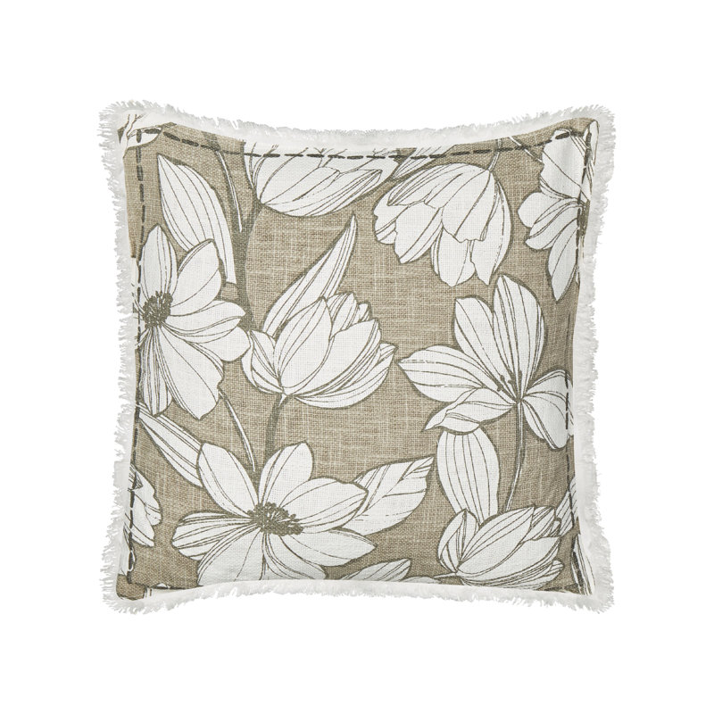 Walshville Floral Square Cushion, White/Green