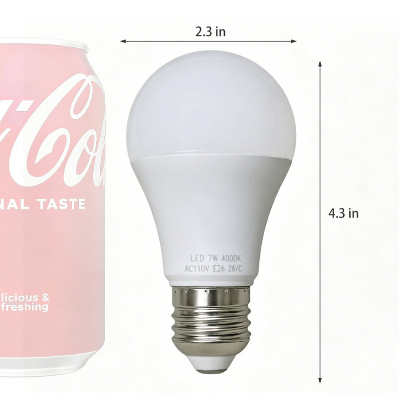 Ampoule DEL 24PK E26 A19 7W 4000K blanc neutre, économie d'énergie, haute luminosité 2835 DEL, corps en aluminium durable, éclairage intérieur pour lampes de maison