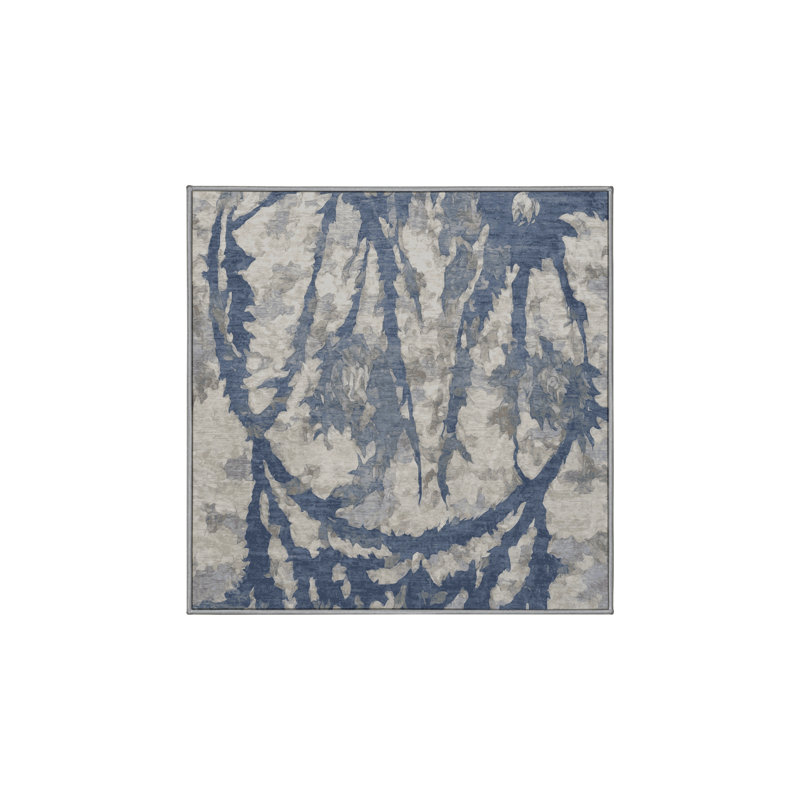 Tapis gris soyeux et moelleux, Carré 5 pi